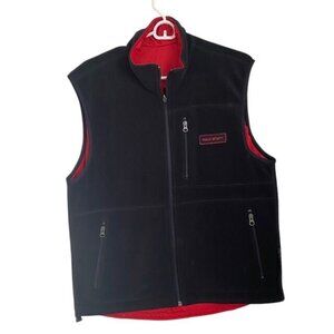 Polo Sport Ralph Lauren Mens Sz M Red Black Fleece Reversible Vest Vintage 90s